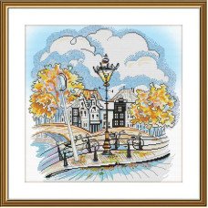 Набор для вышивки нитками на канве с фоновым изображением Новая Слобода СР2296 Осенний городок