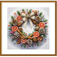 Thread embroidery kit Nova Sloboda CP2314 Christmas wreath