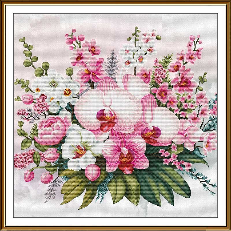 Thread embroidery kit Nova Sloboda CP2362 Orchid paradise