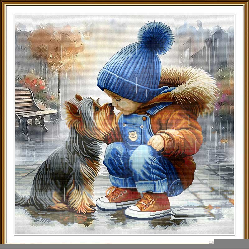 Набір для вишивки нитками на канві з фоновим зображенням Нова Слобода СР2364 Дощовий поцілунок