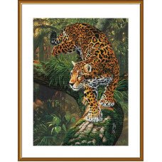 Набір для вишивки нитками на канві з фоновим зображенням Нова Слобода СР3383 Амазонський ягуар