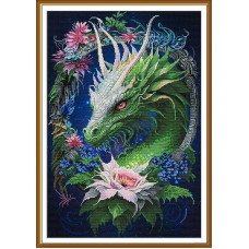 Набір для вишивки нитками на канві з фоновим зображенням Нова Слобода СР3404 Квітковий дракон