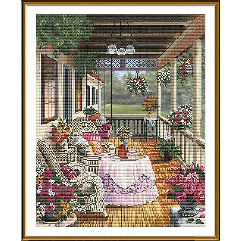 Thread embroidery kit Nova Sloboda CP3420 Cozy Veranda