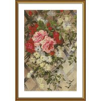 Набір для вишивки нитками на канві з фоновим зображенням Нова Слобода СР6243 В саду троянд