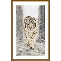 Набор для вышивки нитками на канве с фоновым изображением Новая Слобода СР6249 Снежный тигр