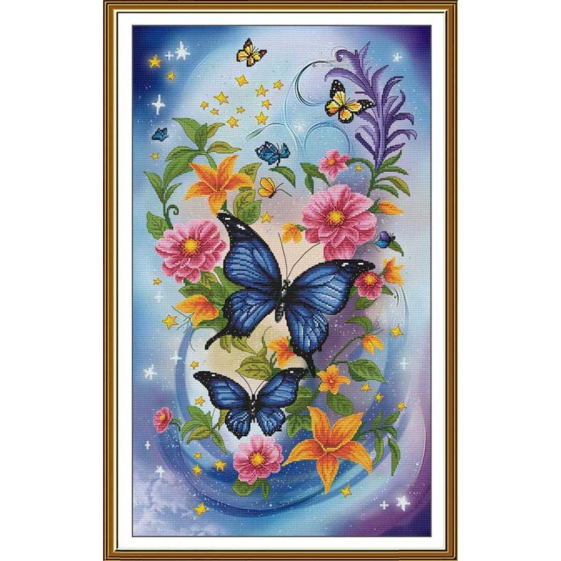 Thread embroidery kit Nova Sloboda CP6253 Sapphire Butterflies