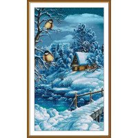 Набір для вишивки нитками на канві з фоновим зображенням Нова Слобода СР6256 Снігова мелодія лісу