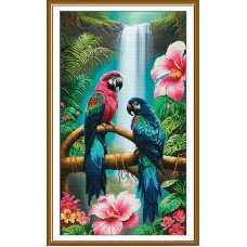 Thread embroidery kit Nova Sloboda CP6266 Colorful parrots