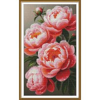 Набор для вышивки нитками на канве с фоновым изображением Новая Слобода СР6301 Пышные пионы