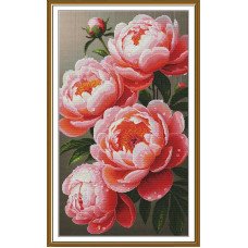 Набор для вышивки нитками на канве с фоновым изображением Новая Слобода СР6301 Пышные пионы