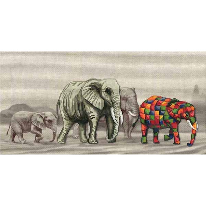 Набір для вишивки нитками на канві з фоновим зображенням Нова Слобода СВ3037 Прогулянка слонів