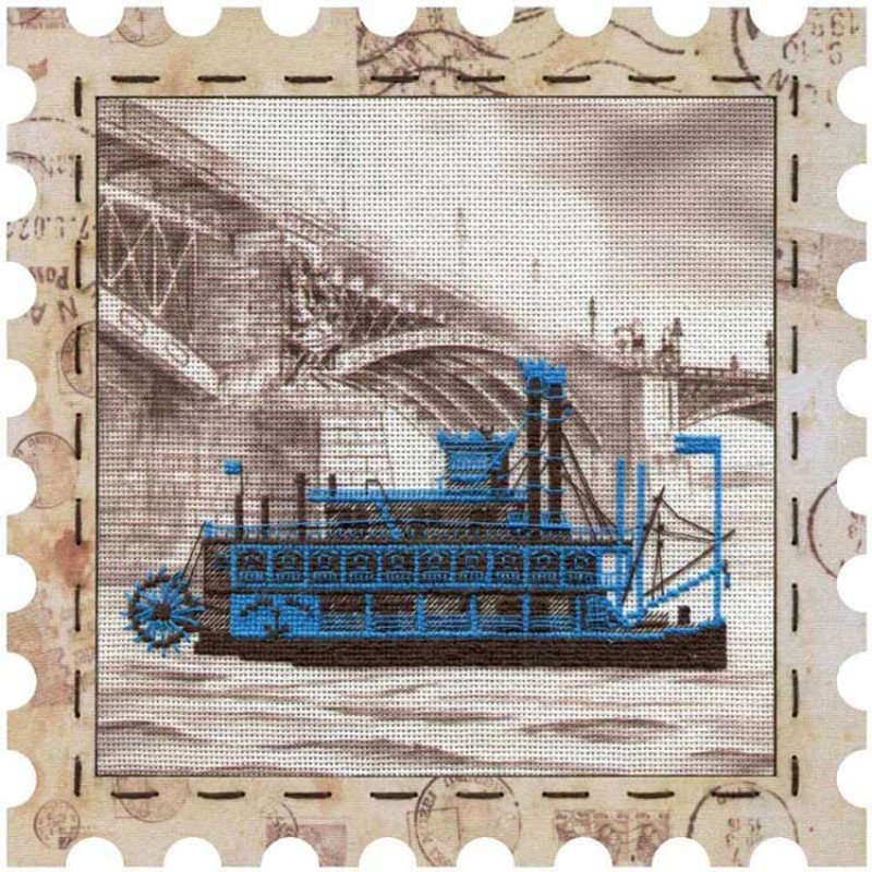 Набір для вишивки нитками на канві з нанесеним фоновим зображенням Нова Слобода КО4010 Пароплав