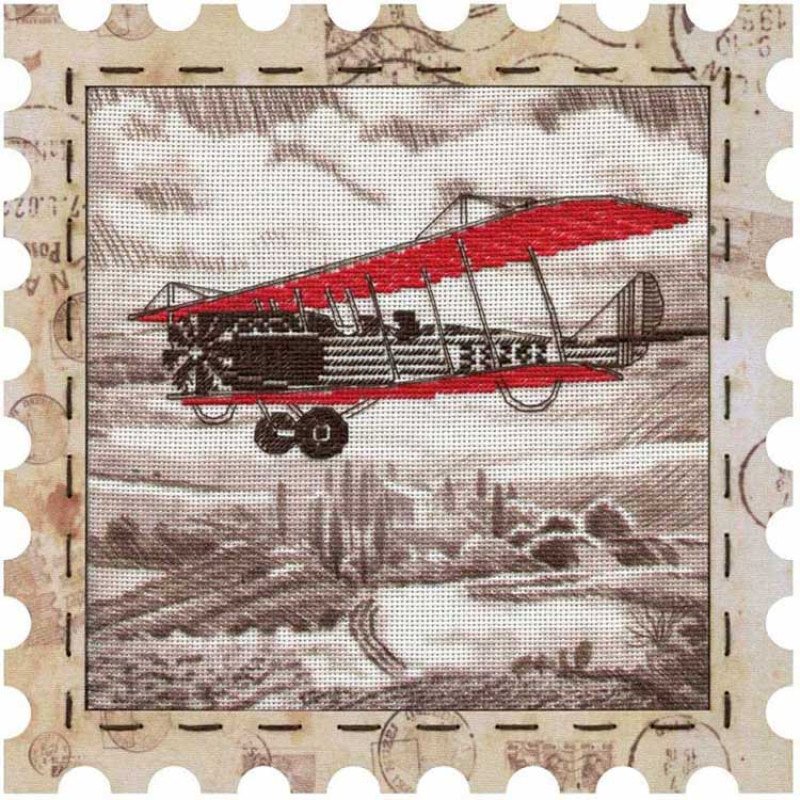 Набір для вишивки нитками на канві з нанесеним фоновим зображенням Нова Слобода КО4015 Літак