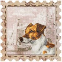 Embroidery kit on canvas with a background image Nova Sloboda KO4022 Jack russell terrier