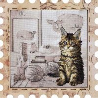 Embroidery kit on canvas with a background image Nova Sloboda KO4030 Cat Kalyuk