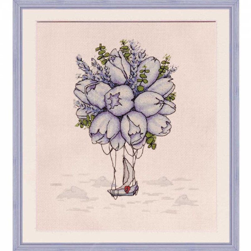Набір для вишивки нитками на канві з фоновим зображенням Нова Слобода АС4017 Блакитні тюльпани