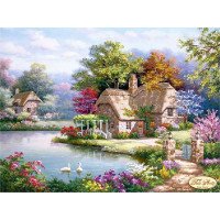 Beading patterns Tela Artis TA-129 House of dreams. Cottage by the Pond