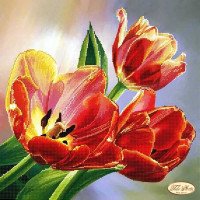 Схема для вышивки бисером Тэла Артис ТА-183 Красочные тюльпаны