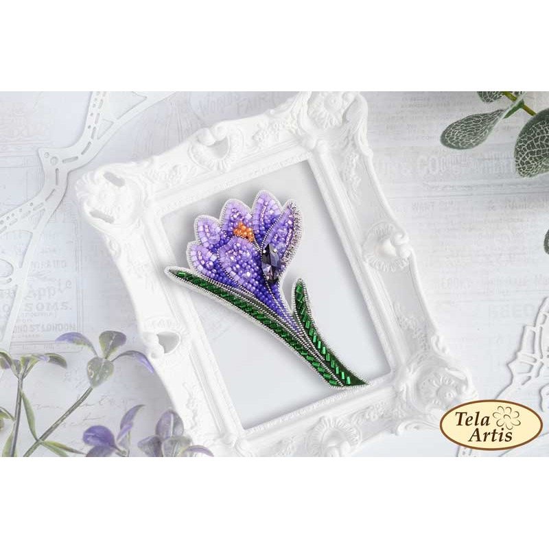 Набір для вишивання брошки з бісеру Тела Артис Б-030-2_ Фіолетовий крокус