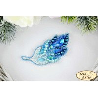 Beaded brooches kit Tela Artis B-208 Turquoise feather