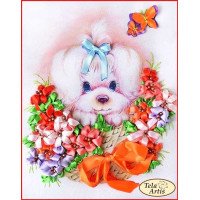 Ribbon embroidery kit Tela Artis LT-004 Puppy in flowers