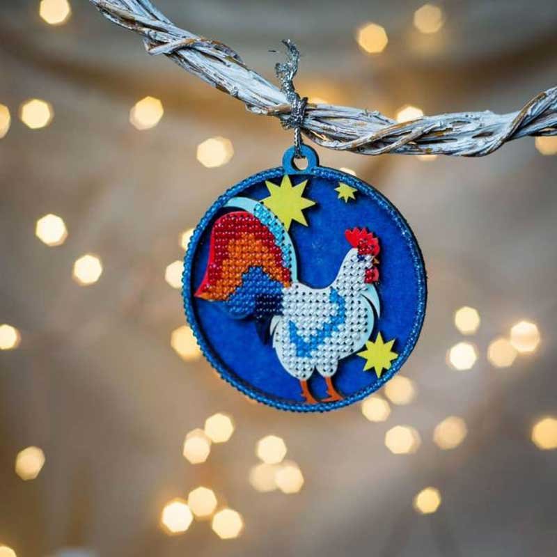 Bead embroidery kit on wood Wonderland Crafts FLK-001 Christmas decorations