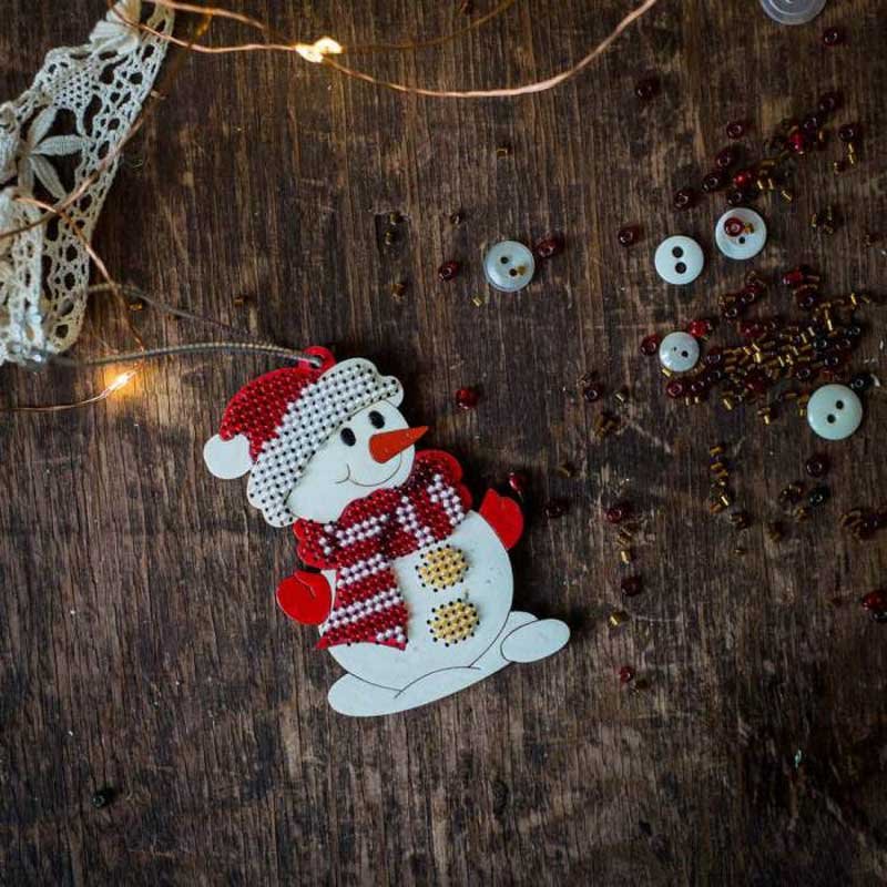 Bead embroidery kit on wood Wonderland Crafts FLK-002 Christmas decorations