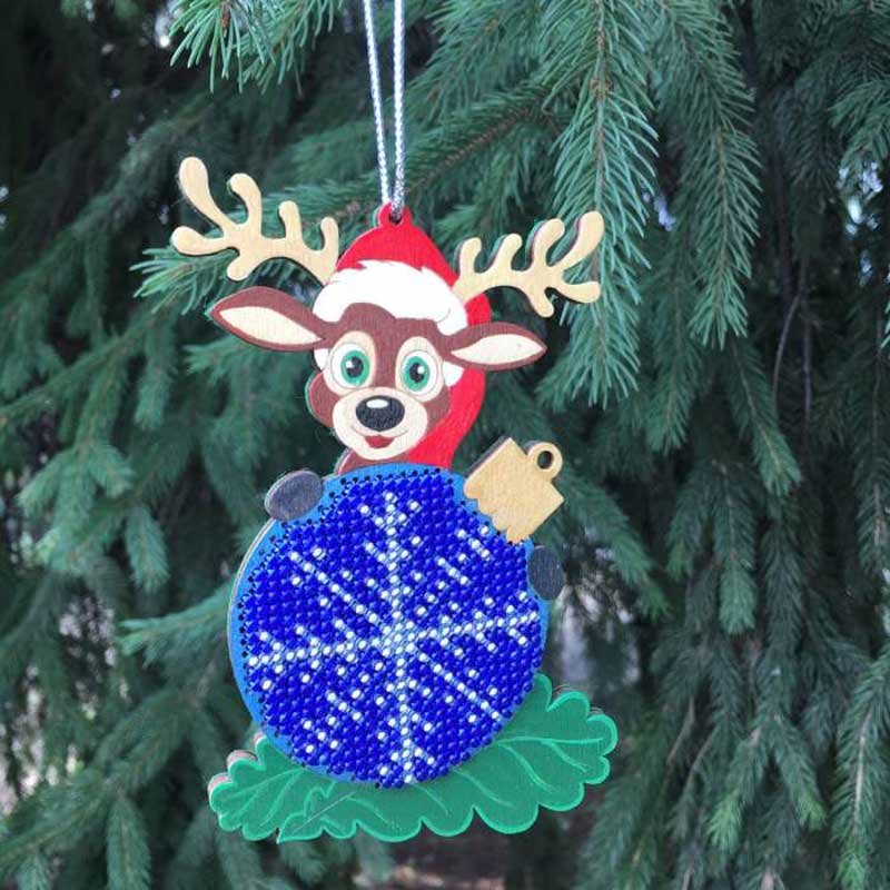 Bead embroidery kit on wood Wonderland Crafts FLK-003 Christmas decorations