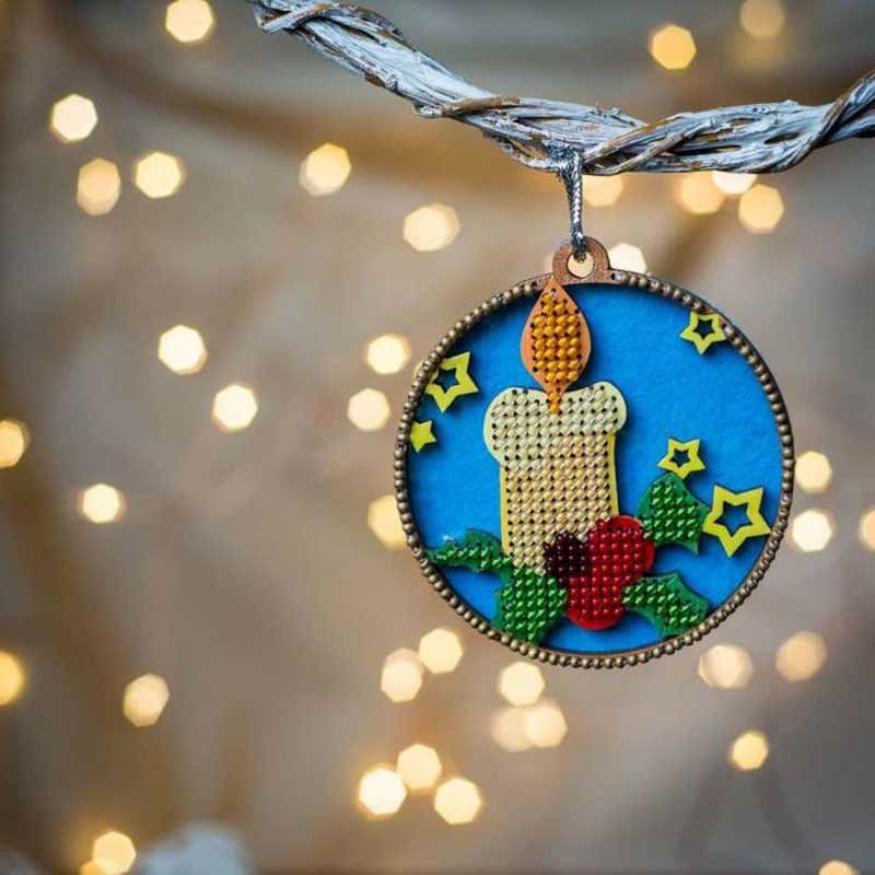Bead embroidery kit on wood Wonderland Crafts FLK-005 Christmas decorations