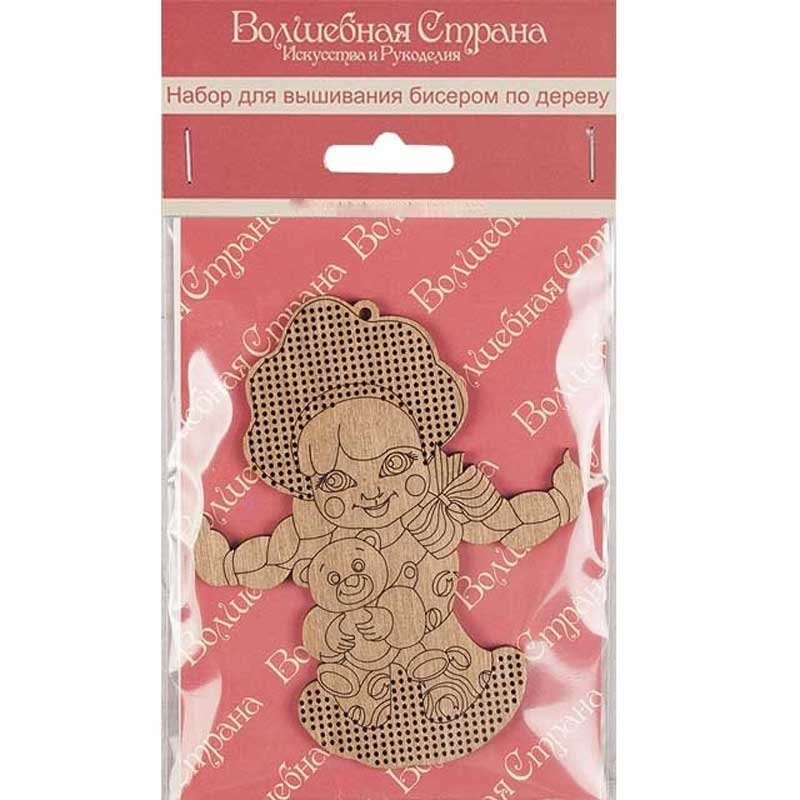 Bead embroidery kit on wood Wonderland Crafts FLK-006 Christmas decorations