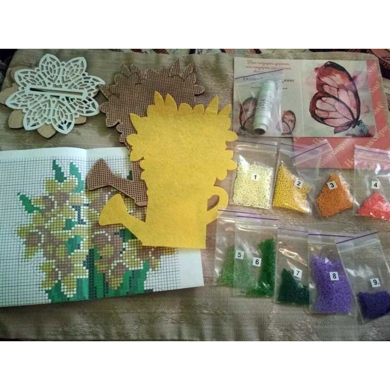 Bead embroidery kit on wood FairyLand FLK-196 Flowers
