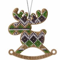 Bead embroidery kit on wood Wonderland Crafts FLK-225 Christmas decorations