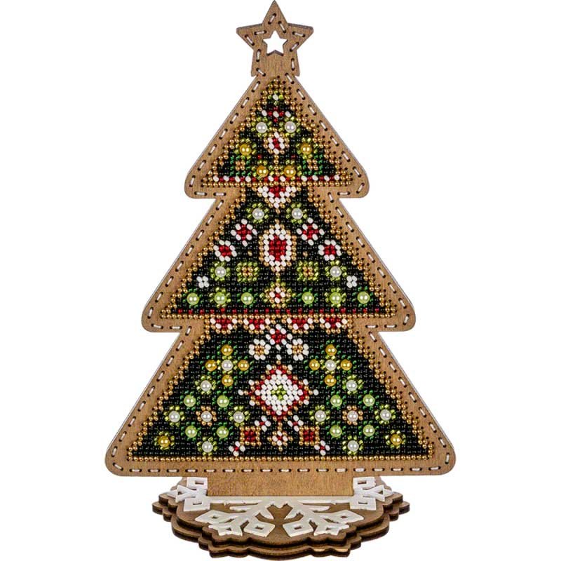 Bead embroidery kit on wood Wonderland Crafts FLK-301 Christmas decorations