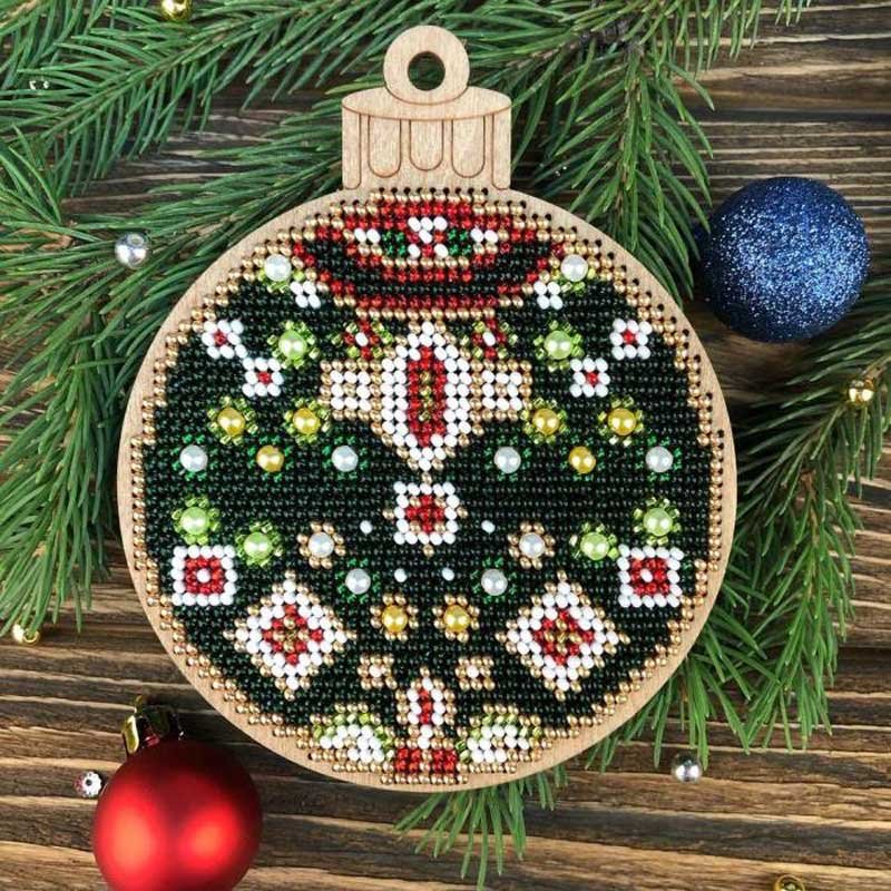 Bead embroidery kit on wood Wonderland Crafts FLK-307 Christmas decorations