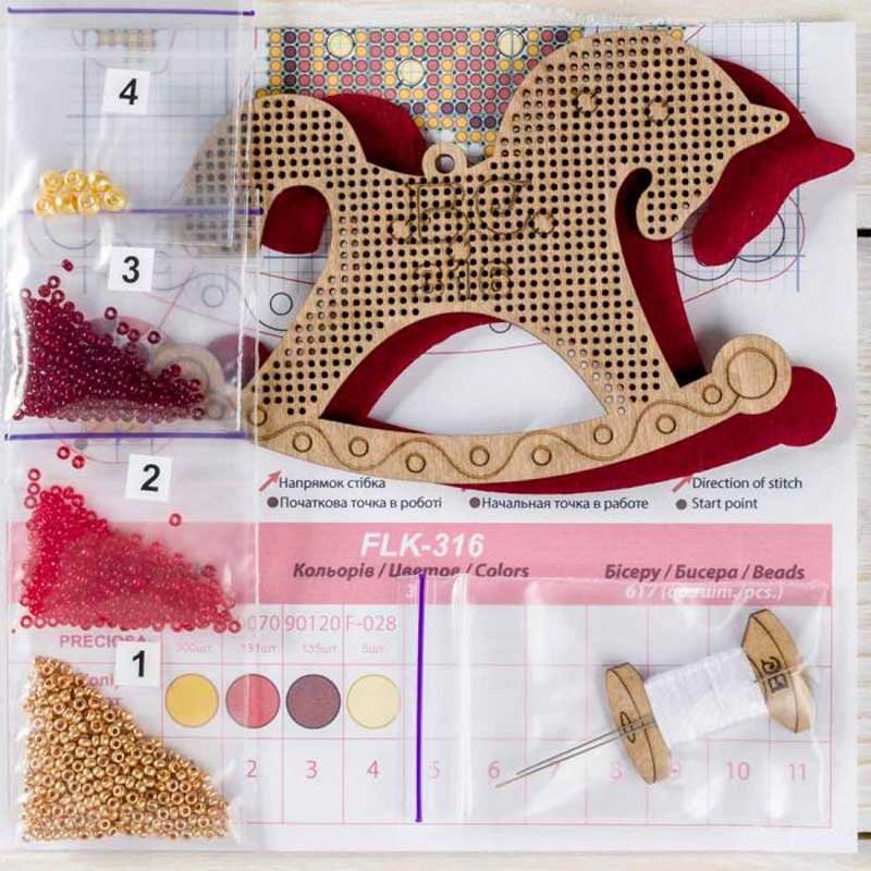Bead embroidery kit on wood Wonderland Crafts FLK-316 Christmas decorations