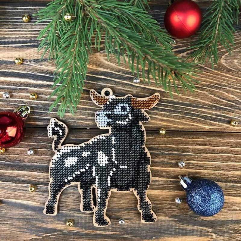 Bead embroidery kit on wood Wonderland Crafts FLK-321 Christmas decorations