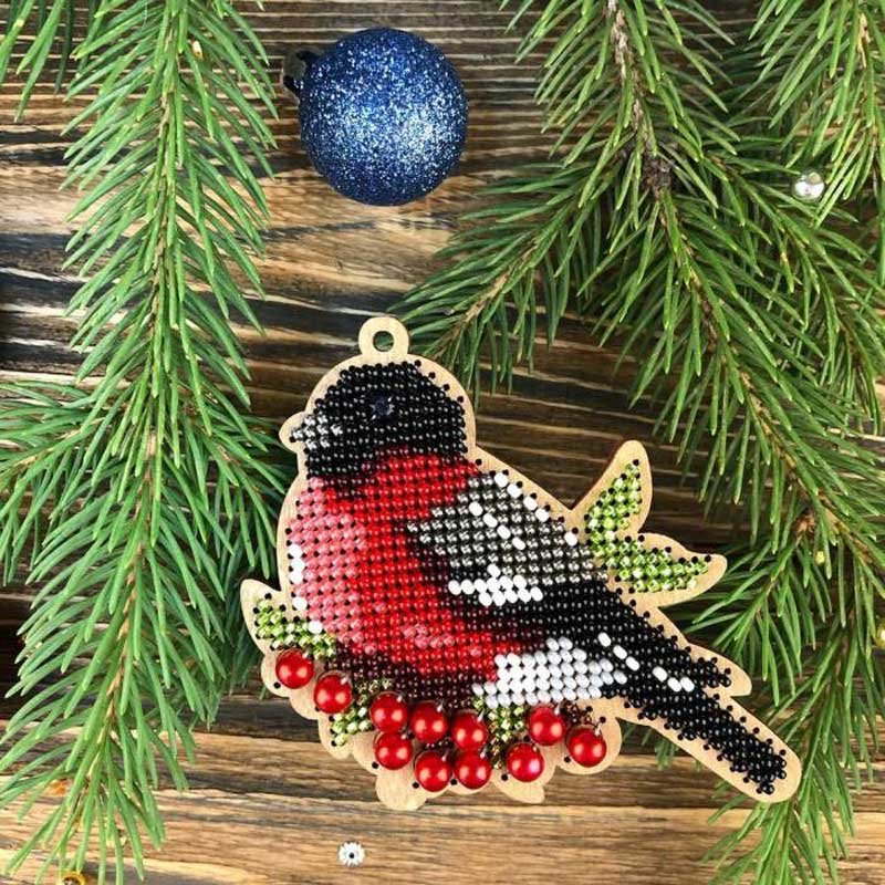 Bead embroidery kit on wood Wonderland Crafts FLK-324 Christmas decorations
