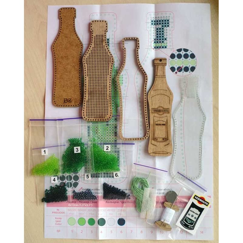 Bead embroidery kit on wood FairyLand FLK-353 Bottles