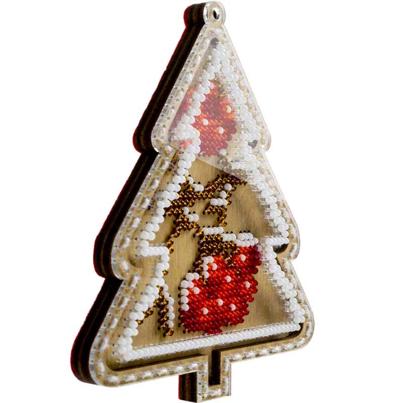 Bead embroidery kit on wood Wonderland Crafts FLK-374 Christmas decorations