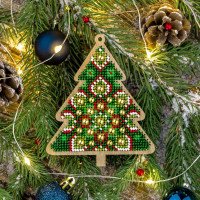 Bead embroidery kit on wood Wonderland Crafts FLK-396 Christmas decorations