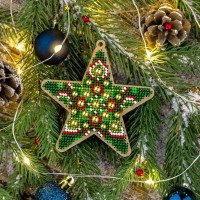Bead embroidery kit on wood Wonderland Crafts FLK-397 Christmas decorations