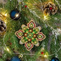 Bead embroidery kit on wood Wonderland Crafts FLK-398 Christmas decorations