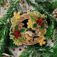 Bead embroidery kit on wood Wonderland Crafts FLK-439 Christmas decorations