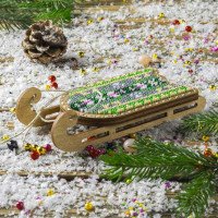 Bead embroidery kit on wood Wonderland Crafts FLK-464 Christmas decorations