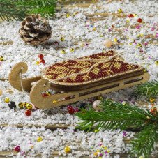Bead embroidery kit on wood Wonderland Crafts FLK-468 Christmas decorations