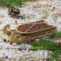 Bead embroidery kit on wood Wonderland Crafts FLK-470 Christmas decorations