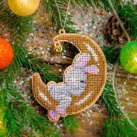 Bead embroidery kit on wood Wonderland Crafts FLK-505 Christmas decorations