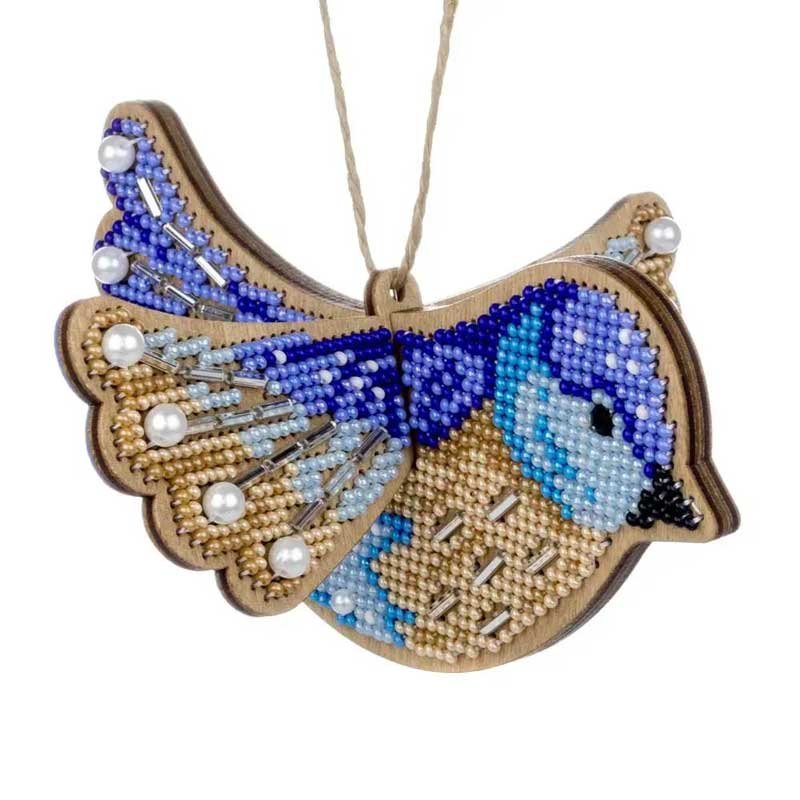 Bead embroidery kit on wood Wonderland Crafts FLK-587 birds