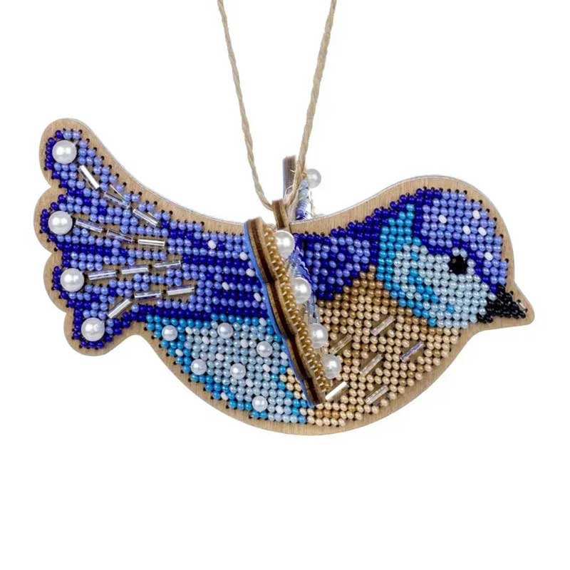 Bead embroidery kit on wood Wonderland Crafts FLK-587 birds