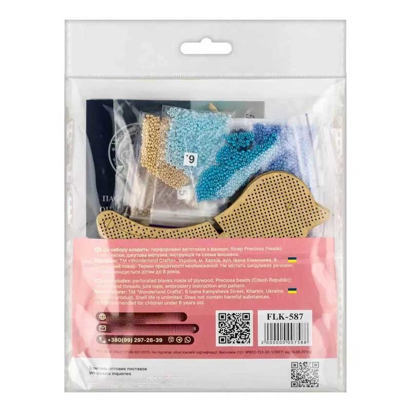 Bead embroidery kit on wood Wonderland Crafts FLK-587 birds
